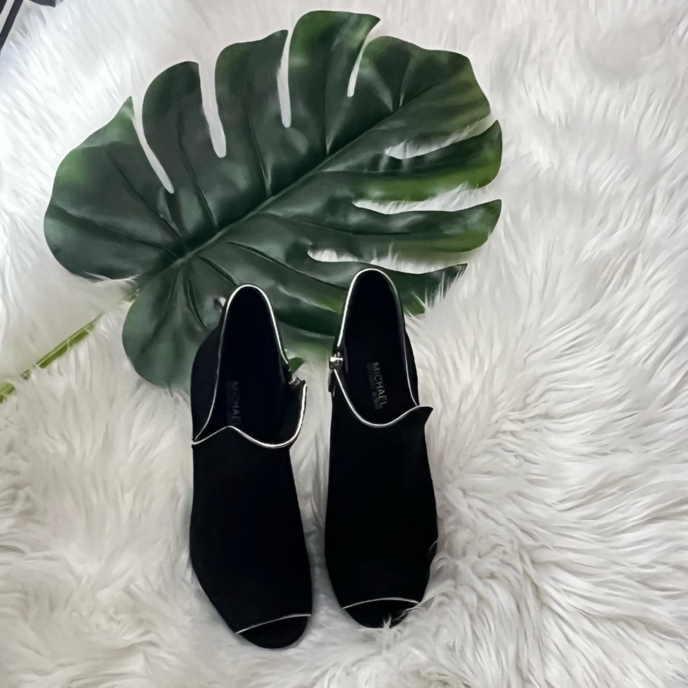 Michael Kors Open Heel Booties Black Suede 3 inches ✨brand new✨